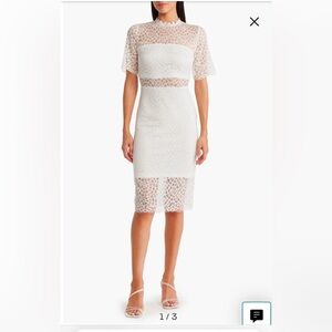 Love By Design Cream Sheath Midi Dress Flutter Sleeves- NWOT